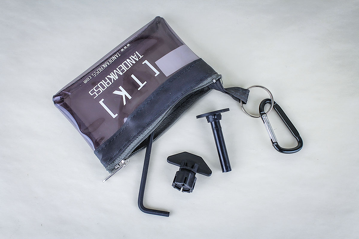 The TANDEMKROSS 10/22 magazine maintenance kit includes a pouch, 9/64 hex wrench, synthetic cap nut tool and a synthetic reassembly assist tool, the latter used to align the helical rotor and the magazine’s front plate.